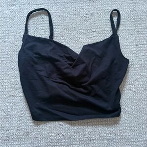 Black Cowl Neck Crop Top